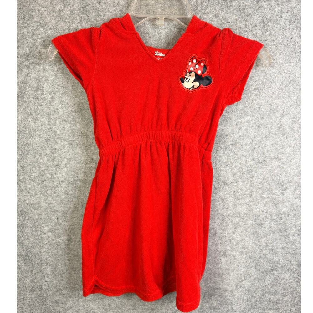 Disney Junior Minnie Mouse Girls 5T Red Hooded Terry Swim Cover Up